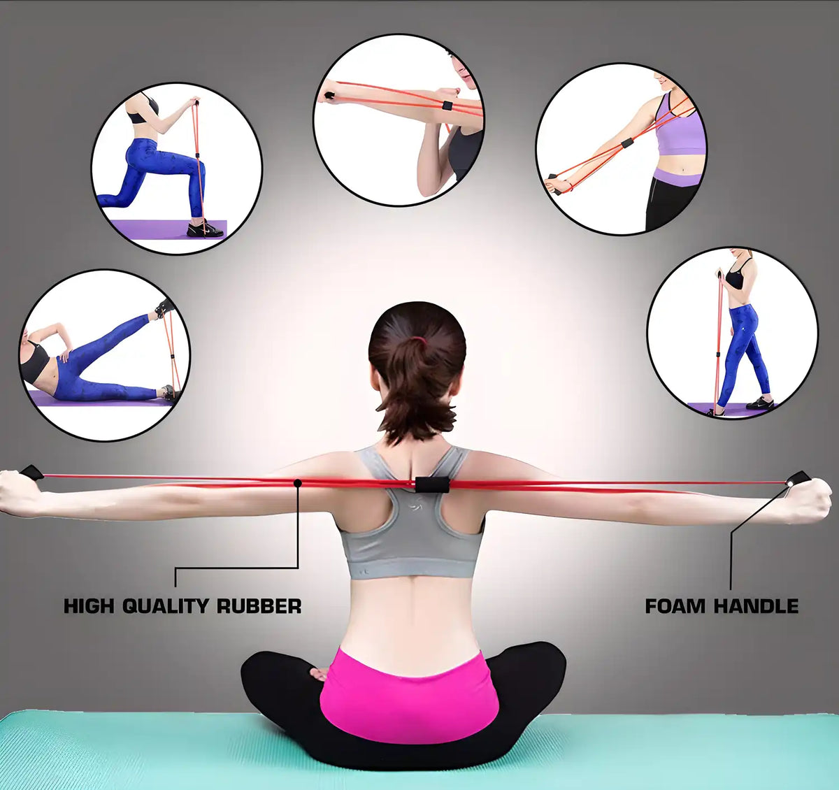 8 Shape Resistance Band Gym Accessories Toning Tube