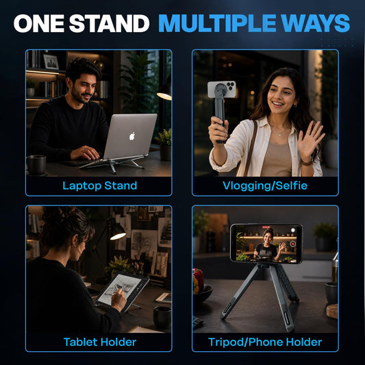 4 in 1 Aluminium Laptop Stand for Phone, Tablet & Laptop