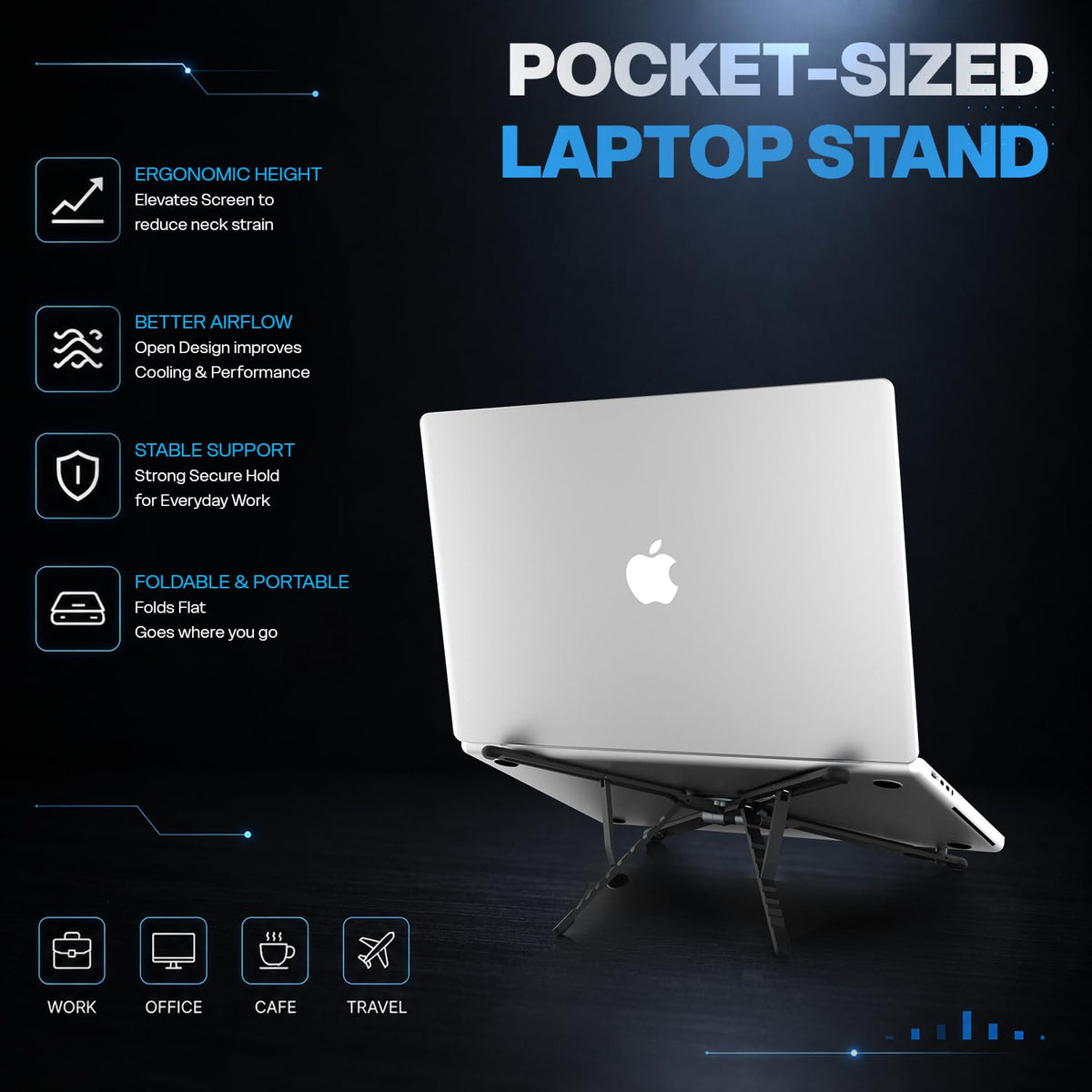 4 in 1 Aluminium Laptop Stand for Phone, Tablet & Laptop