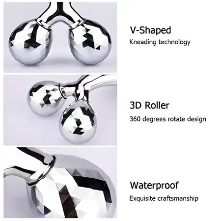 3D Massager Roller 360 Rotate Silver Thin Face Full Body Shape