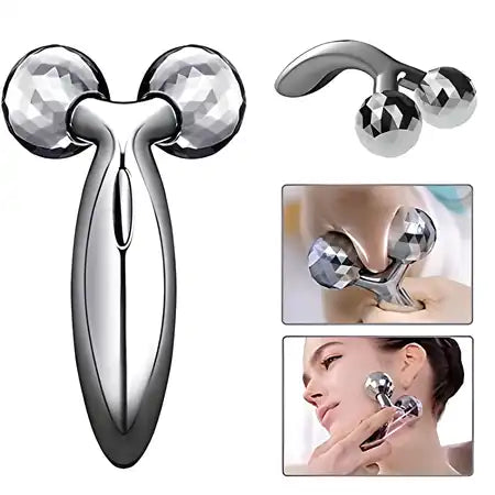 3D Massager Roller 360 Rotate Silver Thin Face Full Body Shape
