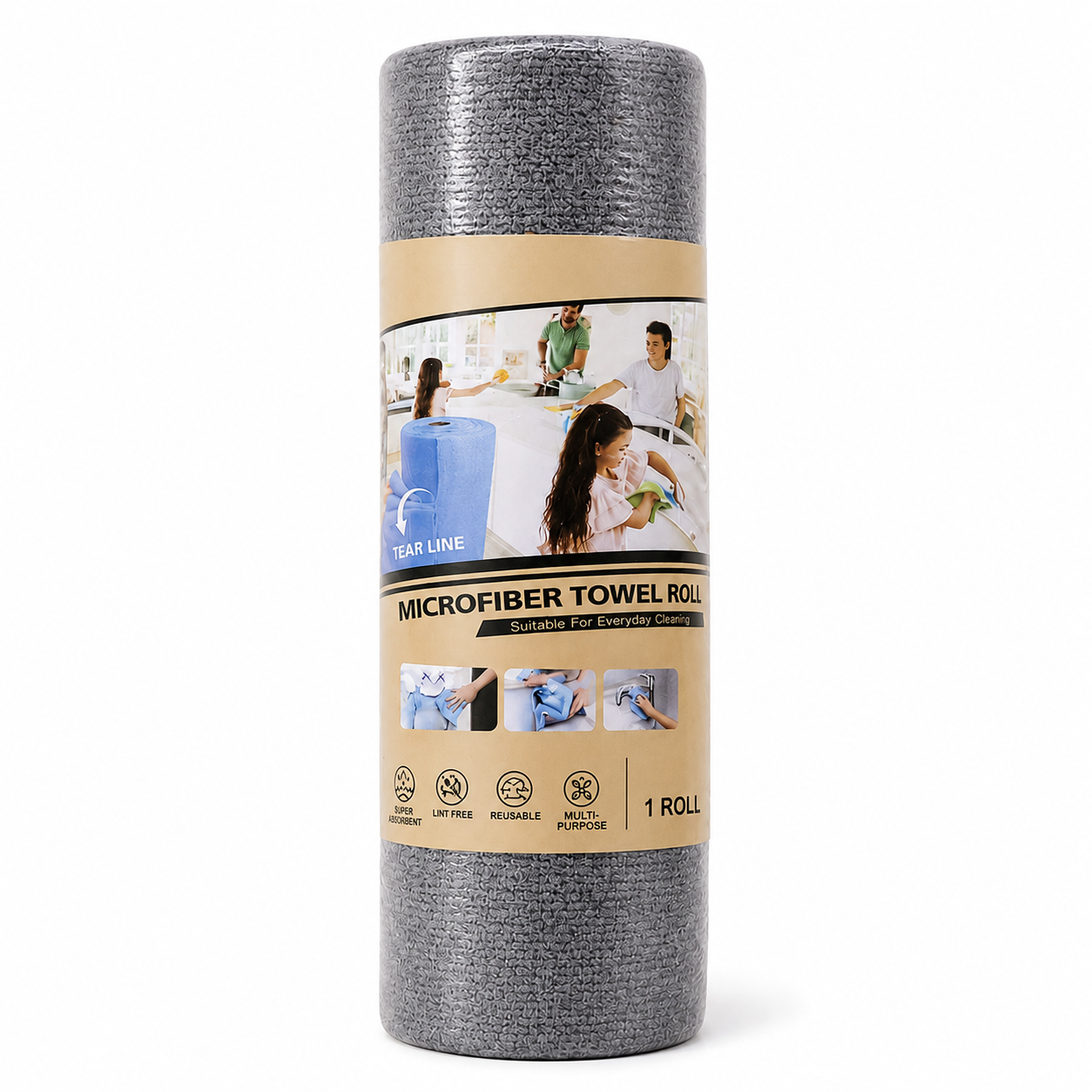 Disposable Cleaning Cloth Roll Reusable Microfiber Kitchen Towel Tear-off (1 Roll)