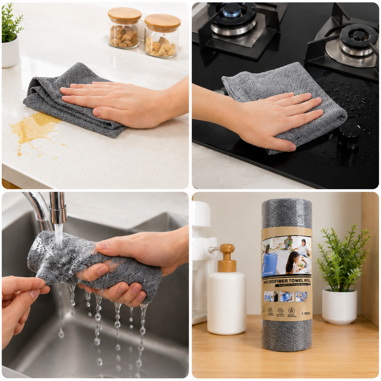 Disposable Cleaning Cloth Roll Reusable Microfiber Kitchen Towel Tear-off (1 Roll)